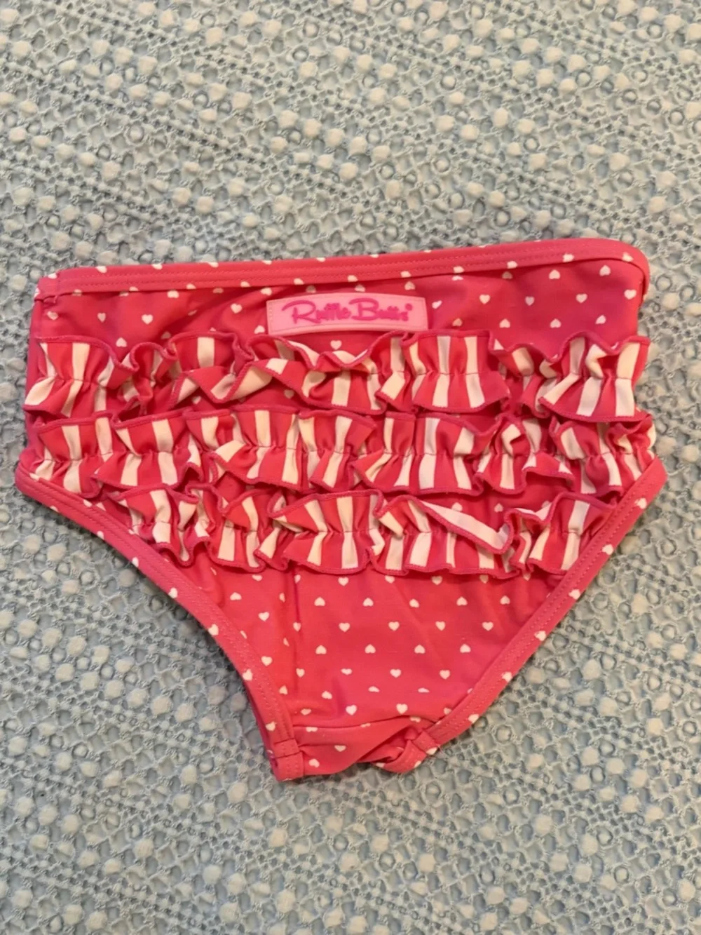 Ruffle Butts Pink Striped Bikini with Polka Dot Ruffle Bottoms sz 5T